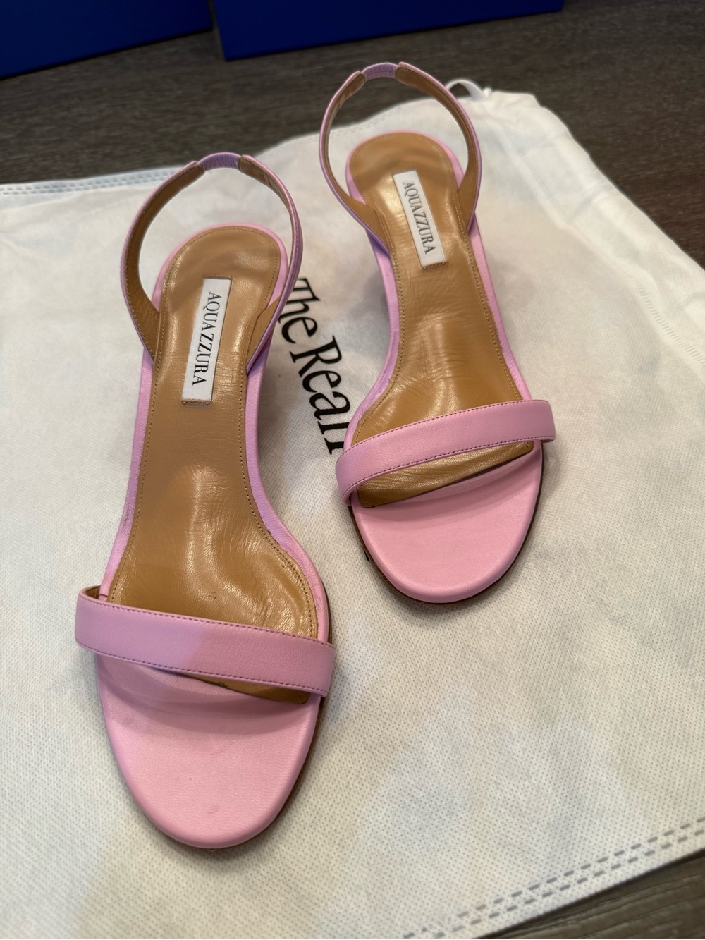 Aquazzura Pastel Pink Leather Slingback Sandals